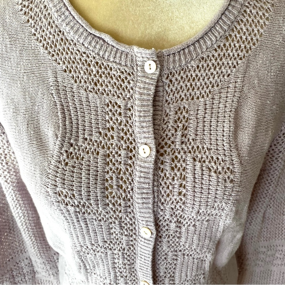 Sundance Beaux Pointelle Lilac Cardigan Sweater - Picture 5 of 9